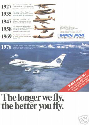 1976 A Pan Am ad promoting the 747SP